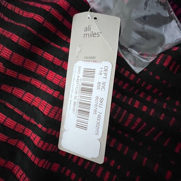 Ali Miles Womens Jacket Sz 3X Striped Art to Wear Wearable Art Red Black Stretch - Picture 10 of 12